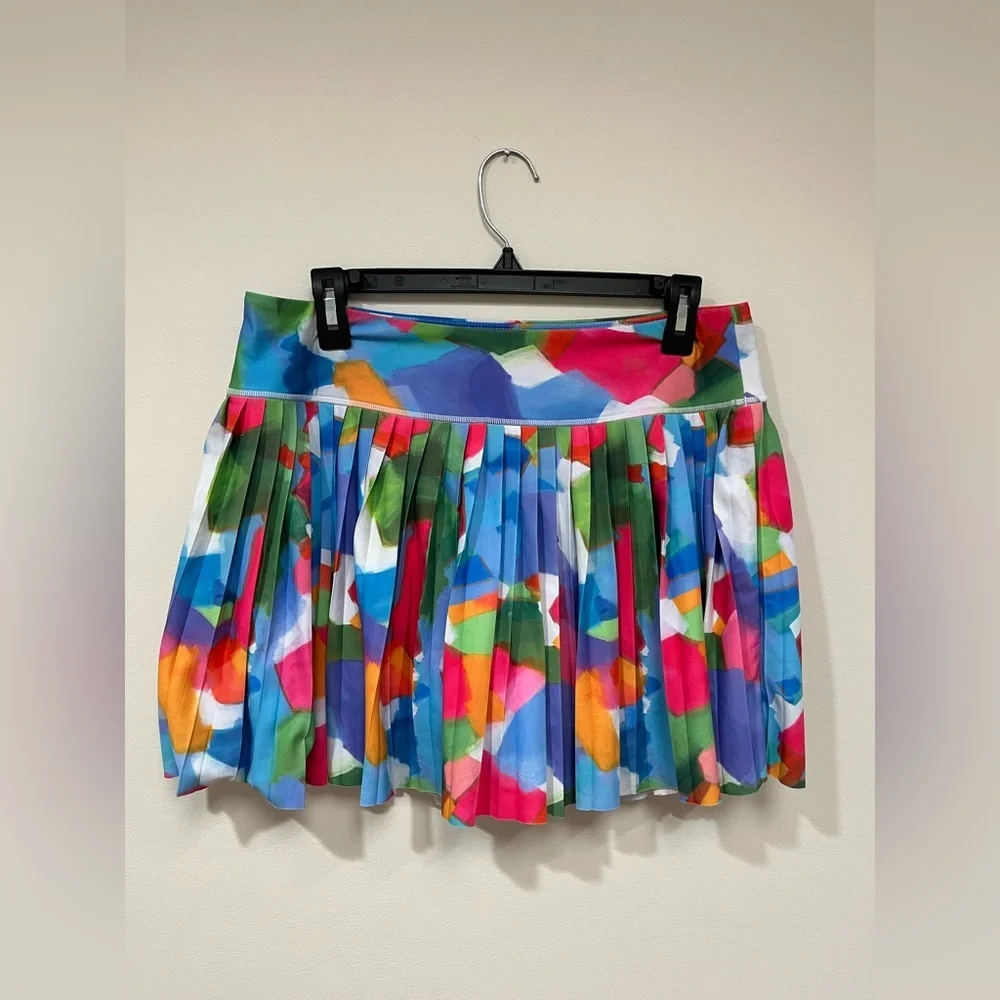70° x Meghan Rosenthal Colorful Abstract Art Pleated Tennis Skort size Large